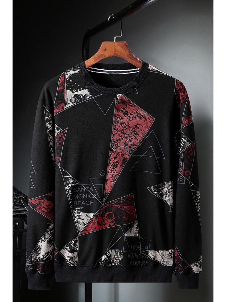 2020 Winter Plus Velvet Thickened Trendy Plus Size Men's Round Neck Sweatshirt