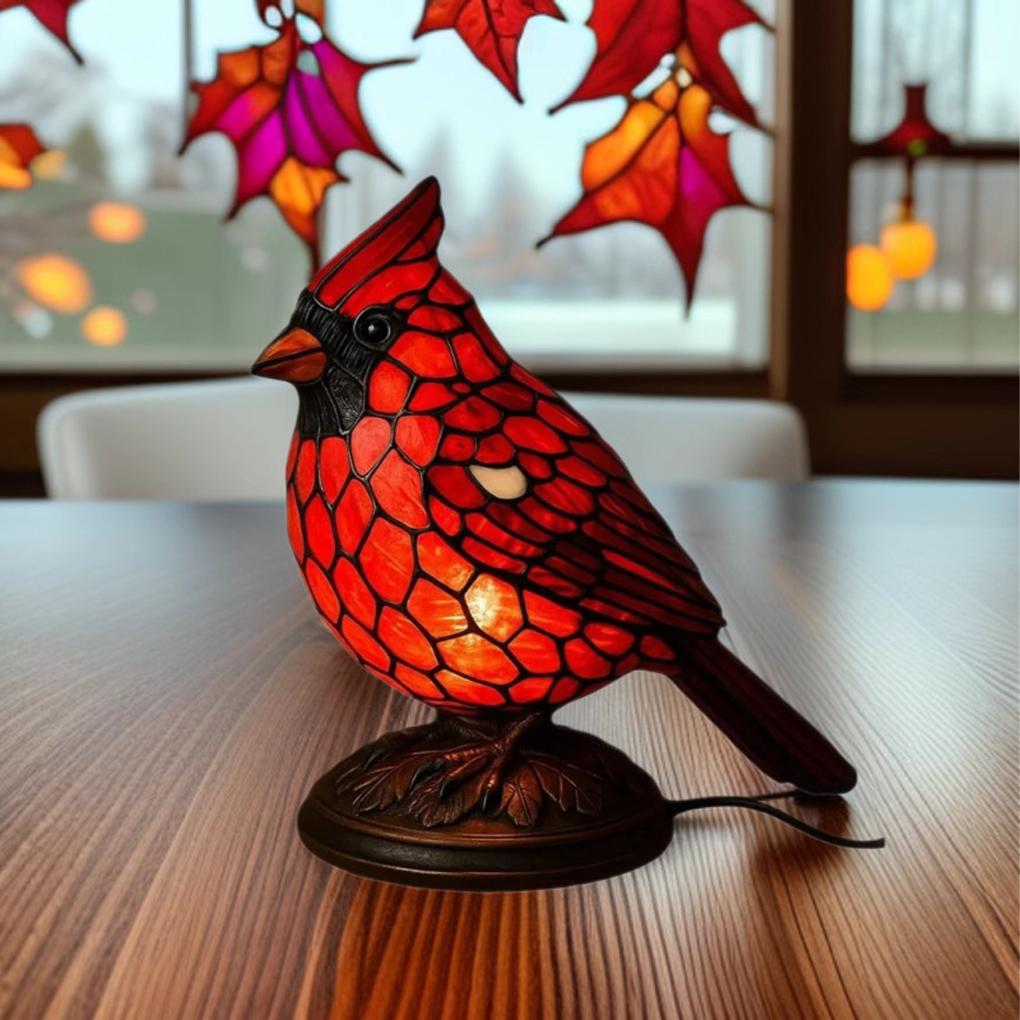 1PC Red Bird Table Lamp Decorative Red Bird Table Lamp Resin Decorative Piece The Gift For Your Friends Retro Ornament Set