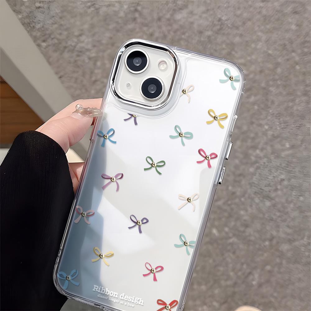 Applicable To iPhone17ProMax Fresh Full Screen Color Bow Mobile Phone Case Apple 16 Soft Case 15 Generation Ins