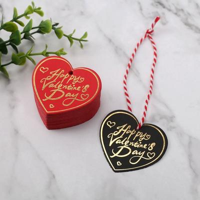 100pcs Heart Shaped Cards Valentine's Day Tags Hanging Decoration DIY Crafts Gift Labels White Red Paper Cake Decor Tag