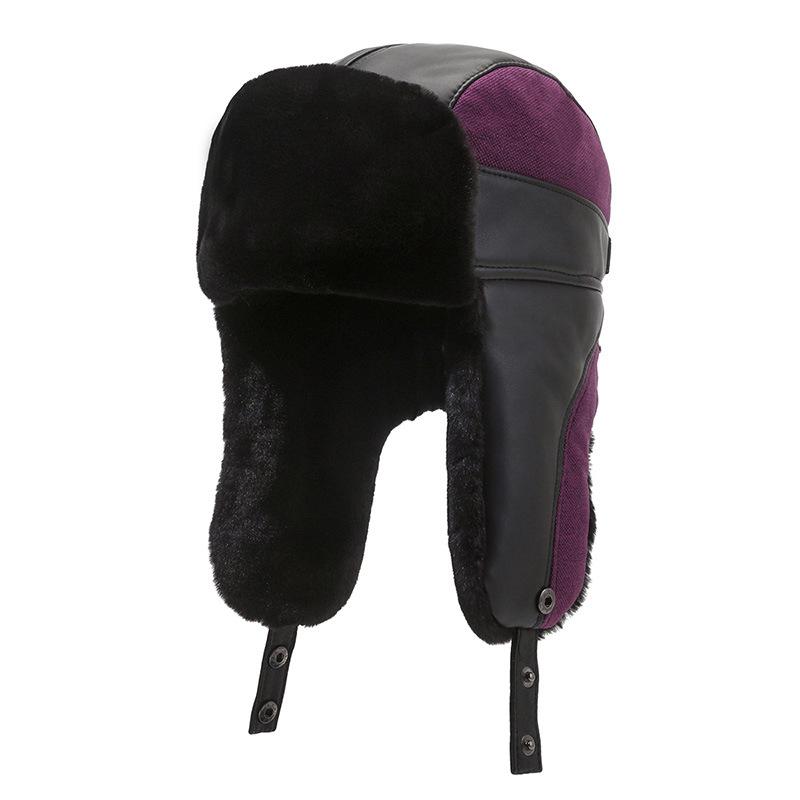 Winter men's outdoor windproof and cold-proof ski hat, ear protector, thickened velvet warm hat