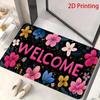 Colorful Wild Flower WELCOME Letter Doormat Non Slip Spring Floral Welcome Rug Bright Botanical Decor Floor Carpet For Kitchen