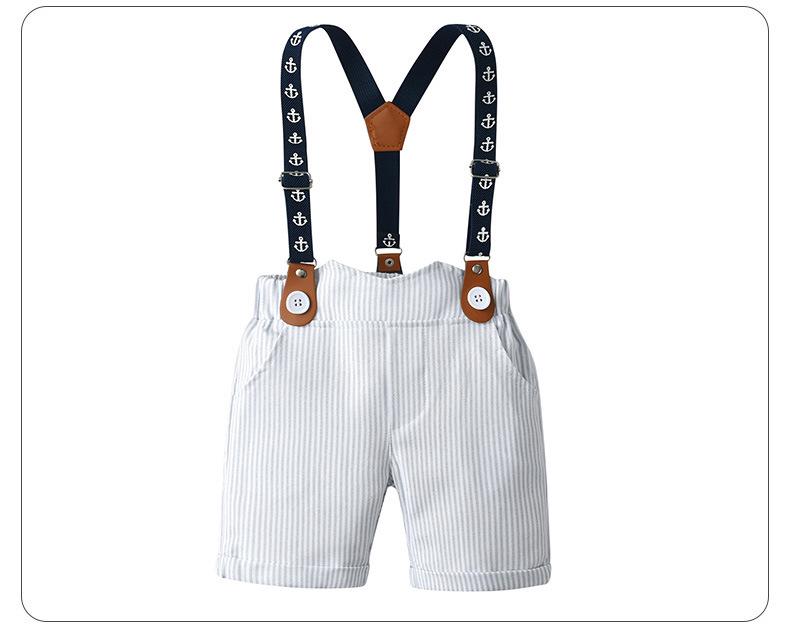 Summer Three-Piece Short-Sleeve Overalls Set for Boys