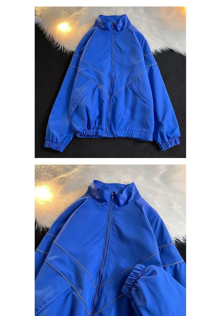 2023 Reflective Solid Color Unisex Windbreaker Jacket - Functional and Fashionable