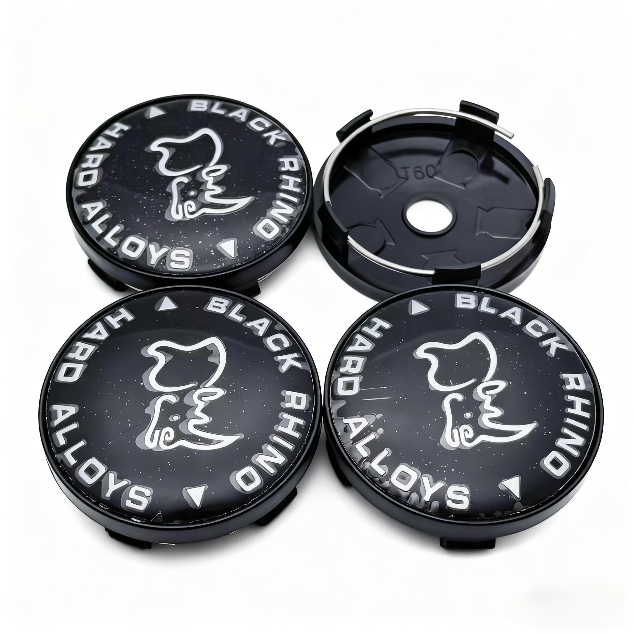 

4pcs Black Rhino Logo Badge Car Wheel Center Caps 60MM 56MM Car Wheels Hub Cap Rhinoceros Emblem Rim Hubcaps Cover Accessories Black Rhino Badge&4pcs T60 Wheel Cap