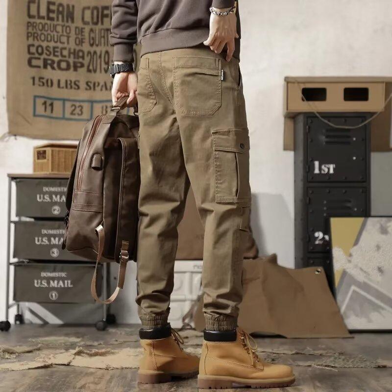 Overalls Men's Autumn New Korean Version of Trendy Brand Multi-pocket Loose Casual Pants Fashionable Ruffian Handsome Cotton Leggings