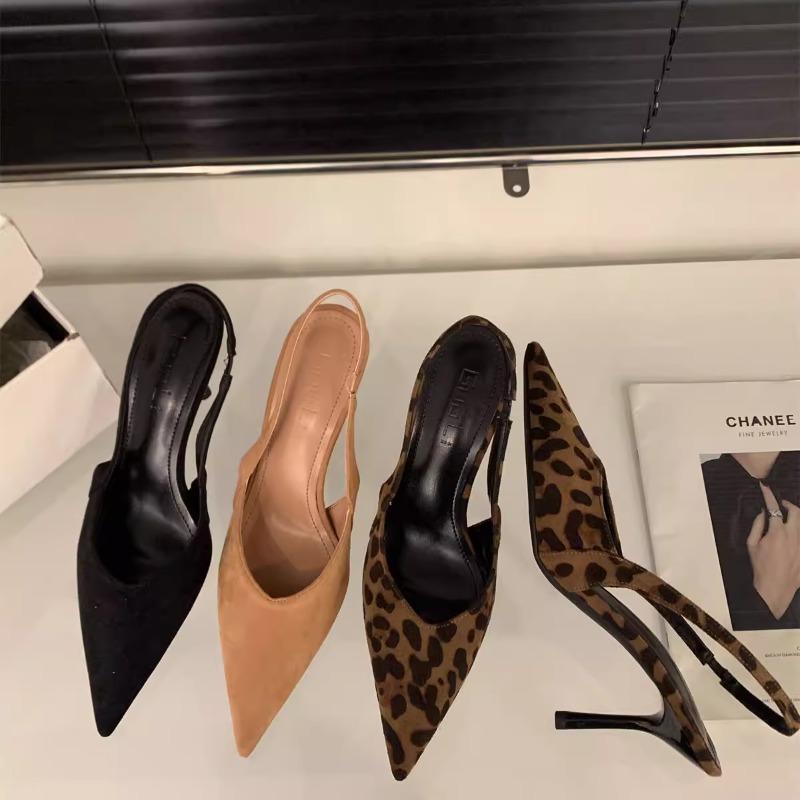 Fashion Fashion Leopard Print Decoration High Heel Shoes Women Pointed Toe Shoes Dresses Sandals Summer Women Elegant Sex Appeal Sandal