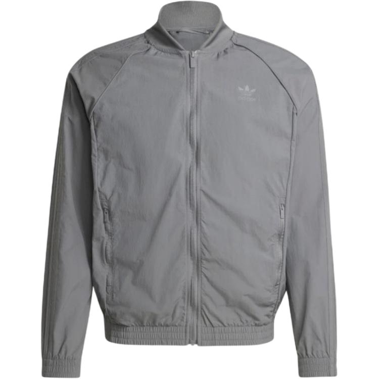 Adidas Originals Solid Slim Fit Long Sleeve Jacket Men Jackets Gray IZ2112 M