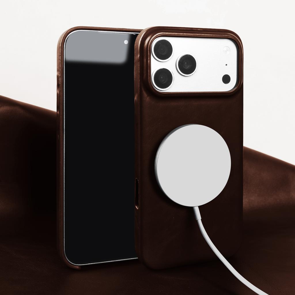 Magnetic Genuine Leather Case For Iphone 15 16 17 Pro Max Phone Case For Magsafe Wireless Charging Back Cover 15Pro 17Pro Max