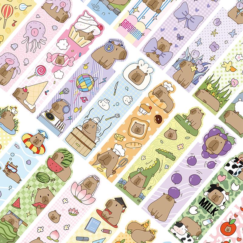 30Pcs Cartoon Cute Capybara Bookmark Creative Aesthetic Bookmark  Kawaii Book Page Clips Student Stationery Gifts