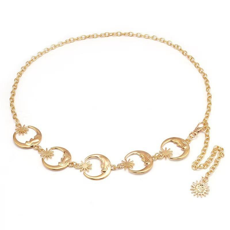 Atmospheric Metal Sunflower Tassel Waist Chain Women'S Adjustable Dress Waist Accessories Multi-Layer Premium Chain Belt