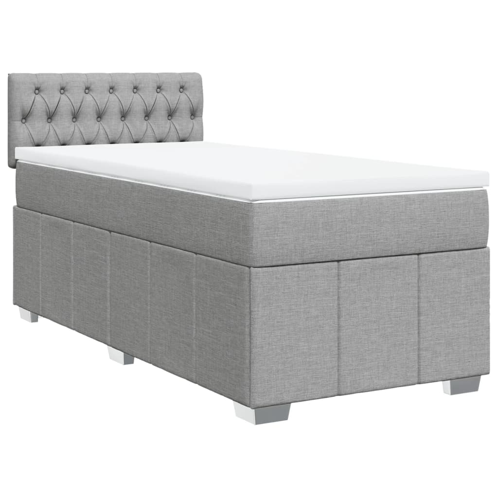 Vidaxl Letto Continentale Con Materasso, Grigio Chiaro, Tessuto, 90X200 Cm