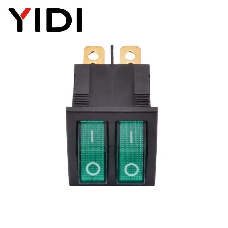 KCD6 Illuminated Plastic Rocker Switch Dual Push Button Boat 6 Pin 12V 220V Red Green Lamp On Off Power Switch Latching 16A 250V
