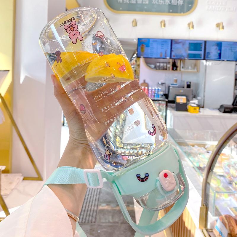 Water bottle high value belly cup girls large capacity scale cup portable strap portable cup primary school students double drinking cup