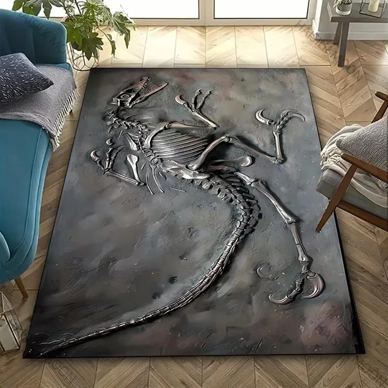 Dinosaur Fossil Theme Carpet Is Suitable for Children's Room Bedroom Living Room Office Durable Non-slip Large Area Mat Soft Rug