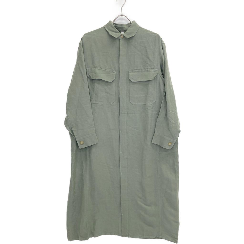 TRADITIONAL WEATHERWEAR Green X IENA Special Order WAIST BELT LONG SHIRT Linen Rayon Belted Long Shirt Dress Dress S khakiUsed