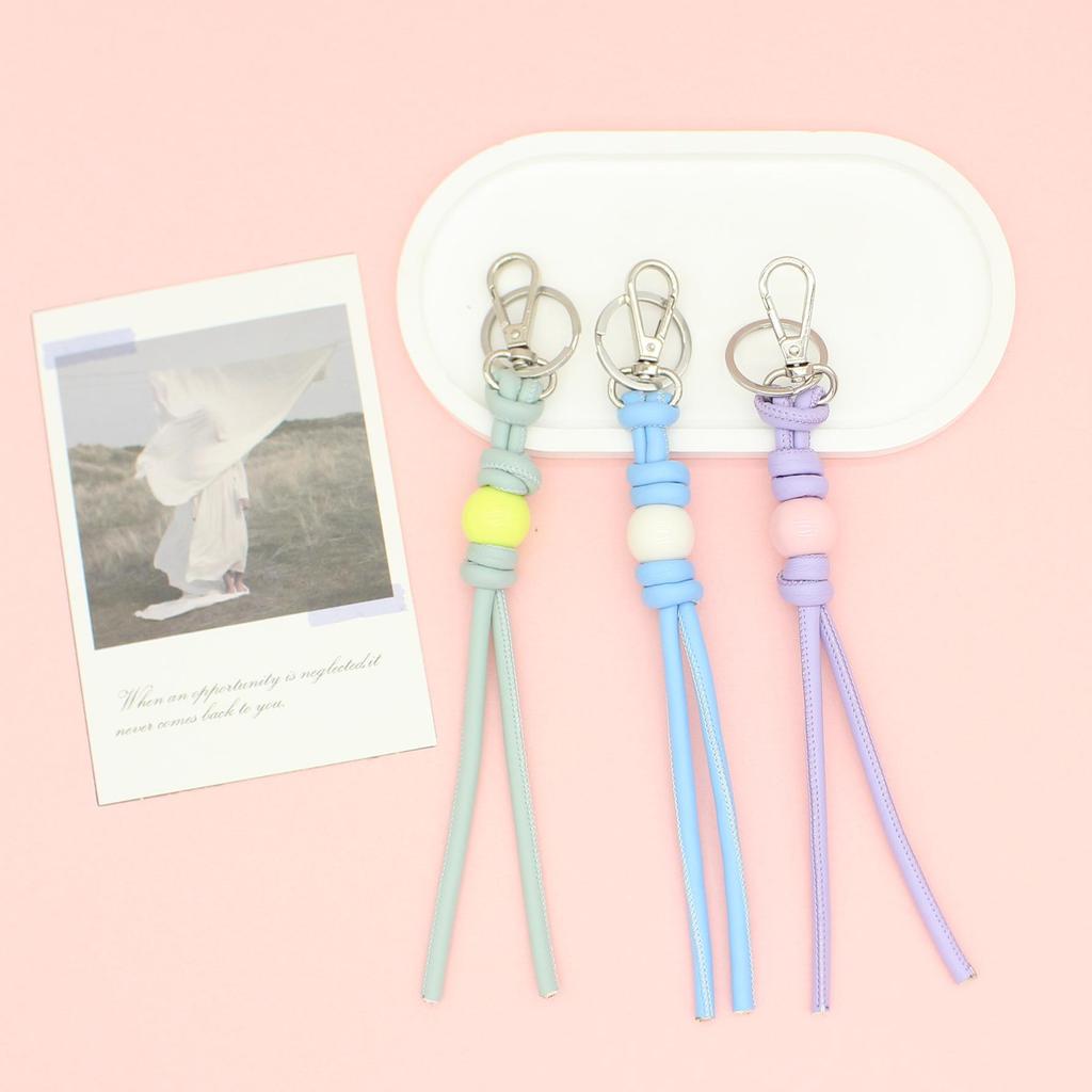 Stylish DIY Leather Woven Keychain Wrist Strap - Creative Pendant for Car or Bag