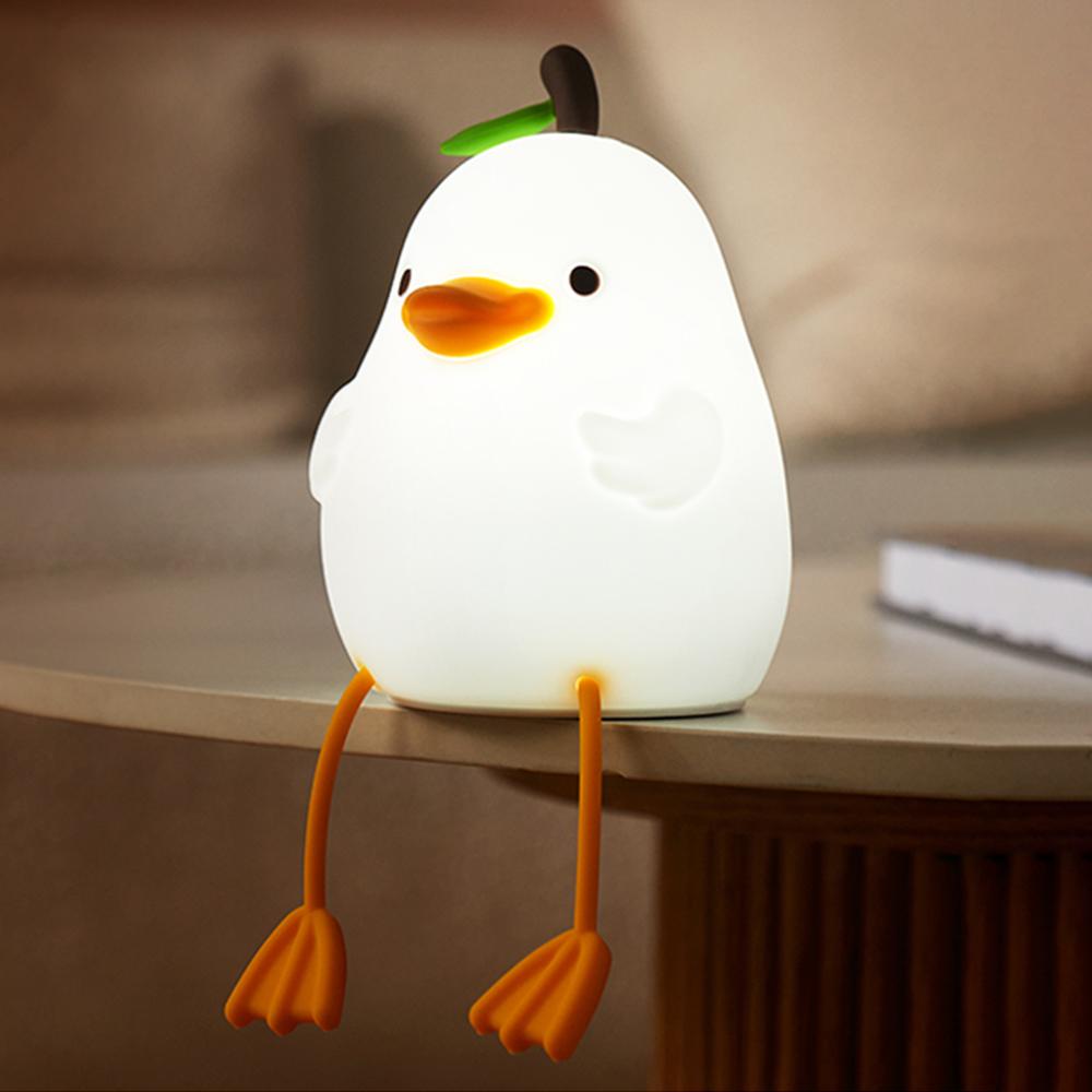 

Pear Duck Night Light for Kids Cute Silicone Nursery Nightlight 3 Level Dimmable Tablet Lamp A
