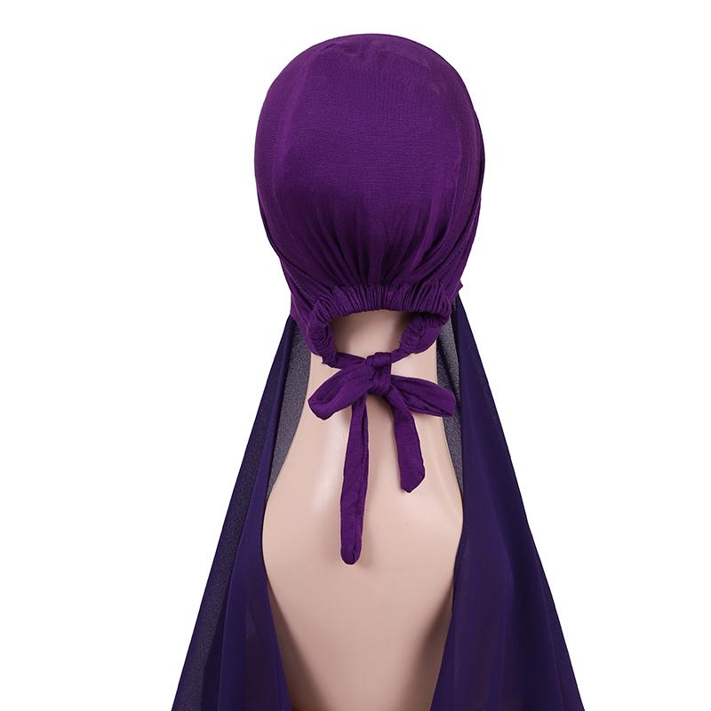 Muslim Instant Hijab Women Bonnet With Chiffon Shawl Head Scarf Cap Inner Headband Stretch Hijab Cover Headwrap Turbante