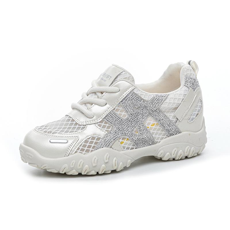 Fashion Women's White Sneakers 2025 Spring New Breathable Mesh Hollow Sports Shoes Outdoor Comfortable Fashion Non Slip Casual Shoes