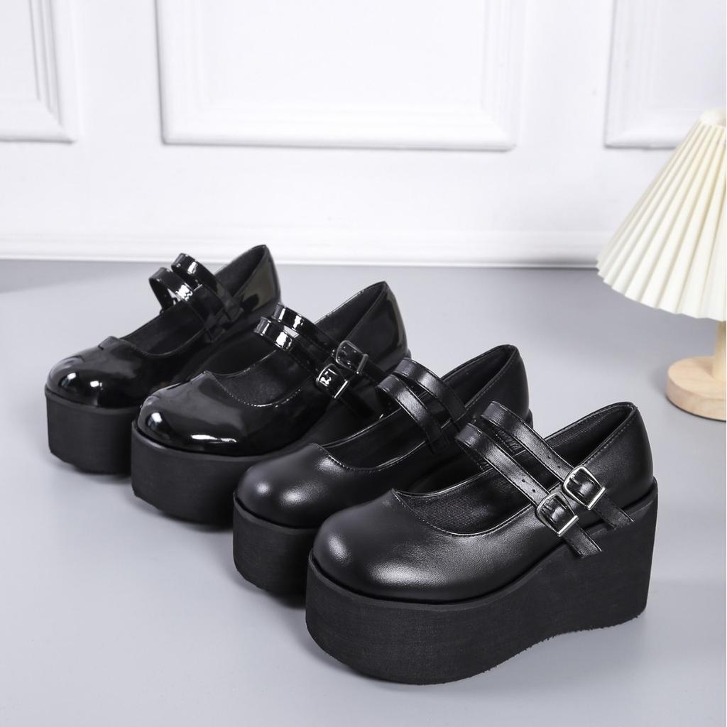 Lolita Słodkie Czółenka Mary Janes Platformy Koturny Wysokie Obcasy Damskie Czółenka Słodkie Gotyckie Punkowe Buty Damskie