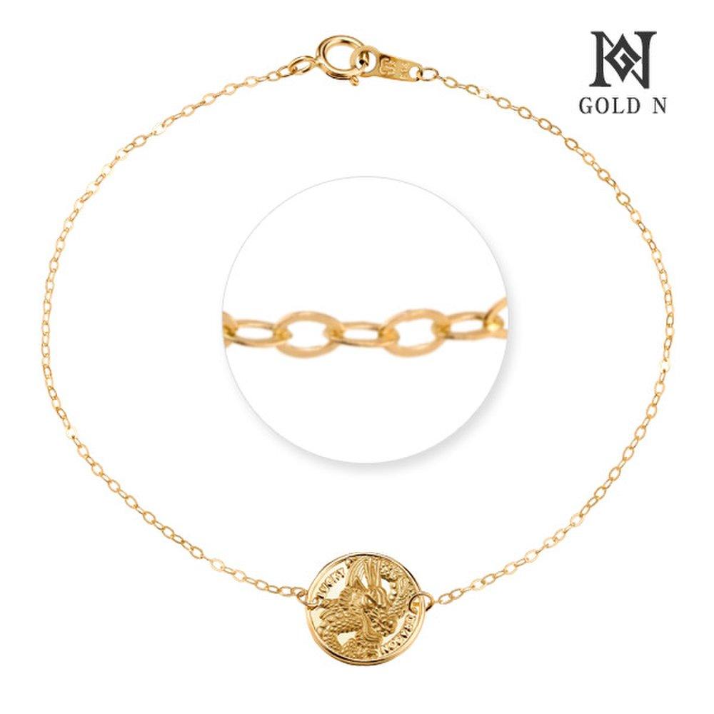 Gold N 14K Blue Dragon Coin Single-Line Bracelet Type B