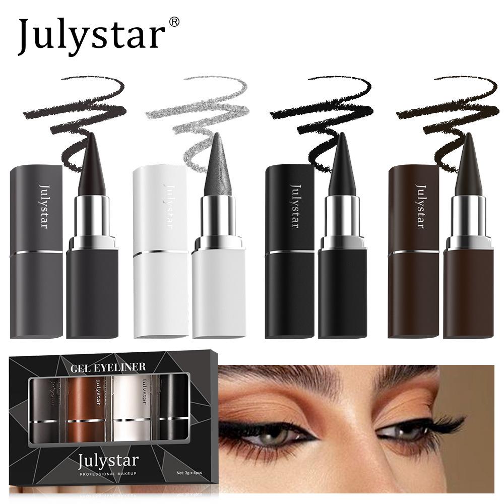 4PCS Beauty Easy To Color Multi-Color Eyeliner Set Lasting Waterproof Cool Black Matte Eyeliner Makeup