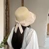 Spring and Summer Pleated Bow Sun Hat Children's Fashion Versatile Splicing Straw Hat Sun Protection Sun Bucket Hat