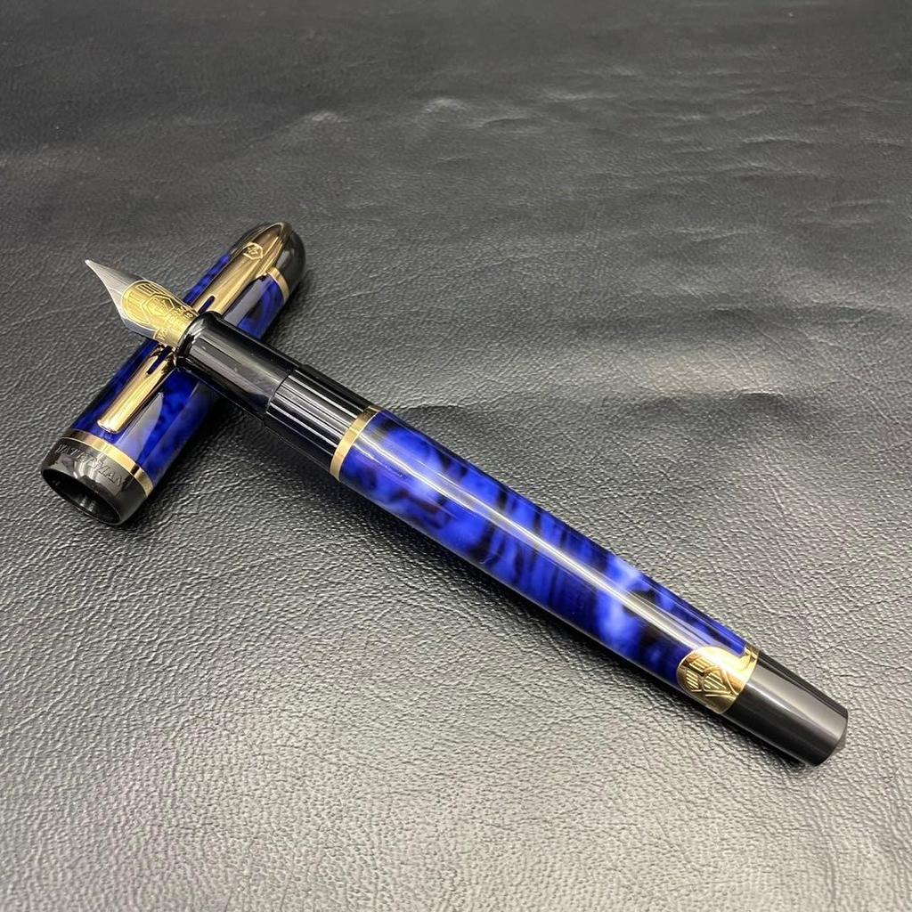 Used WATERMAN Fountain Pen, Blue Marble, Unused, With Case