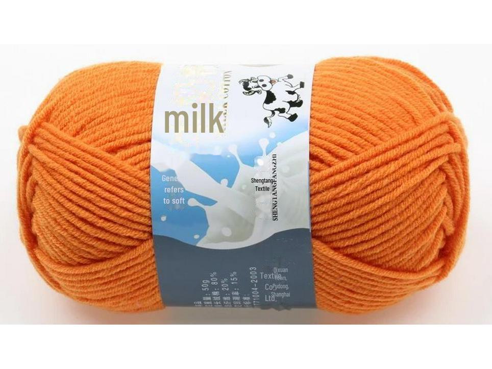 

Комплект из 5 нитей детской шерстяной шапки и шарфа из молочной хлопковой пряжи средней толщины, ручная работа