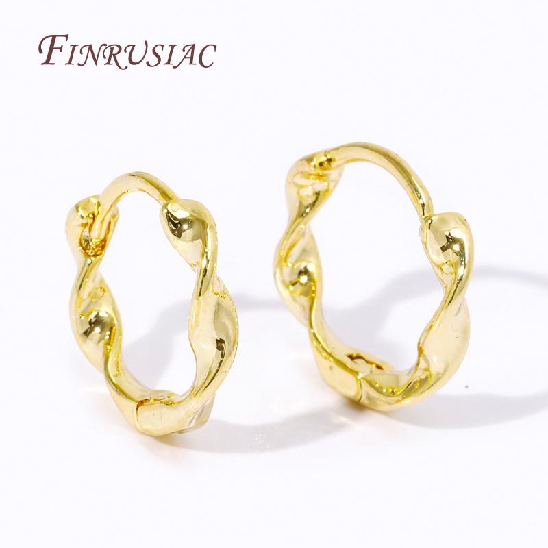 Women's Earring Hoops 18K Gold Plated Round Twist Earring Female Jewelry Accessories Small Ring Earrings