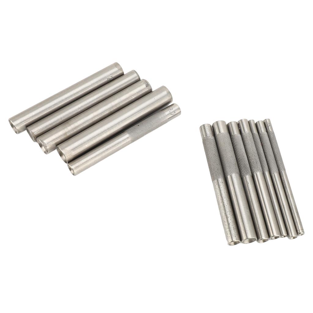12Pcs Rivet Setter Tool Kit Stainless Steel Metal Leather Craftool 3mm‑15mm Width 98mm Length