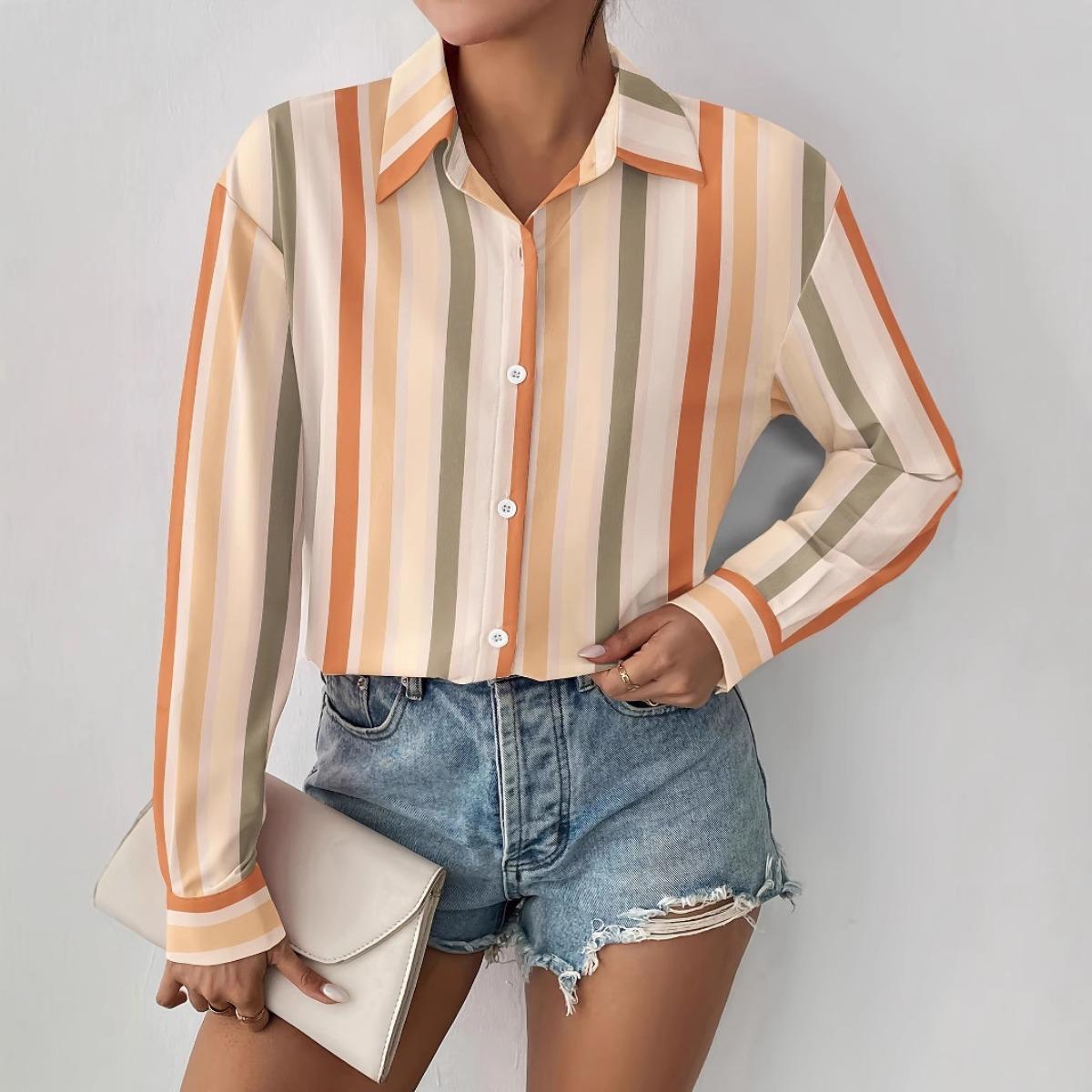 New Striped Blouse for Women S абрикосовый