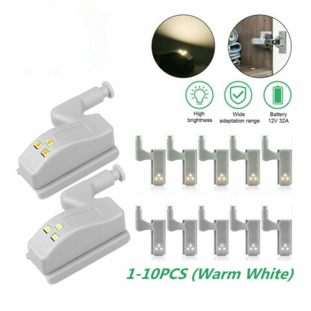10 Pack Battery Operated Cabinet Hinge Light Warm White Closet Wardrobe Light  Kitchen