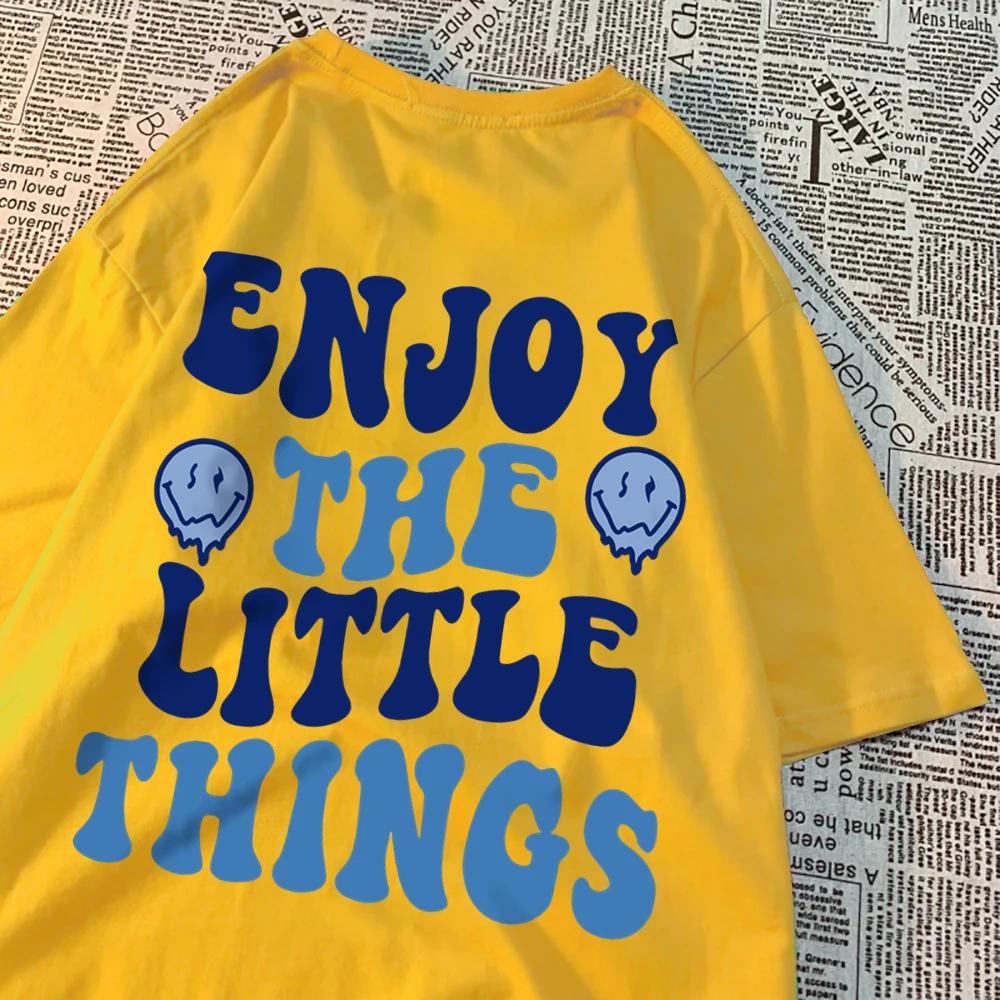 Enjoy The Little Things Letter Men T-Shirt Harajuku O-Neck Tshirts Cartoons Sweat Tee Clothes Fashion Personality Mens Tshirt