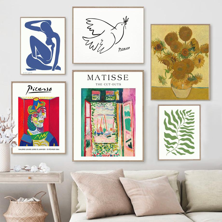 Abstract Picasso Matisse Van Gogh Japan Wall Art Prints Canvas Painting Eclectic Nordic Poster Wall Pictures Living Room Decor