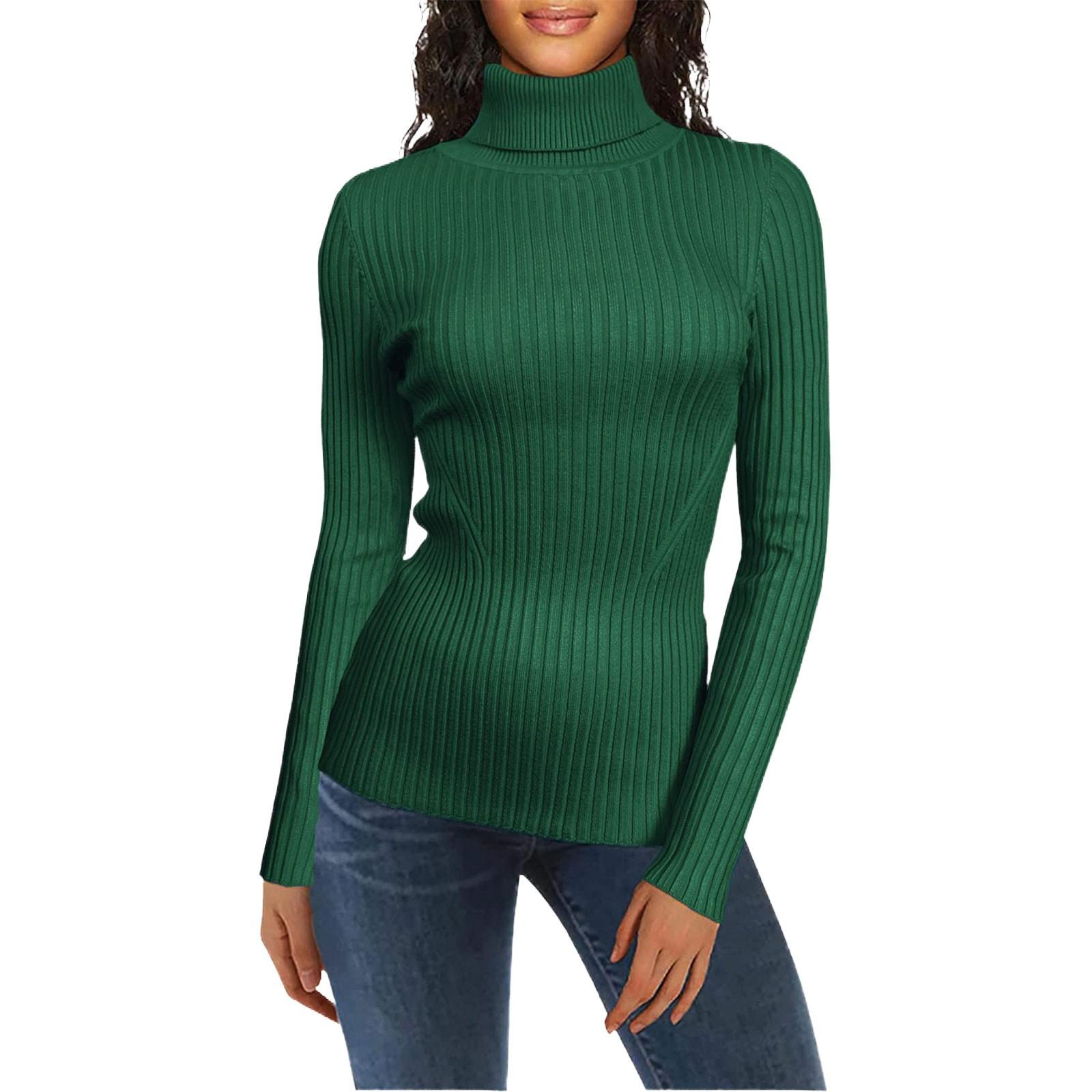 Женский модный свитер с высоким воротом, однотонный трикотажный свитер, повседневный свитер S