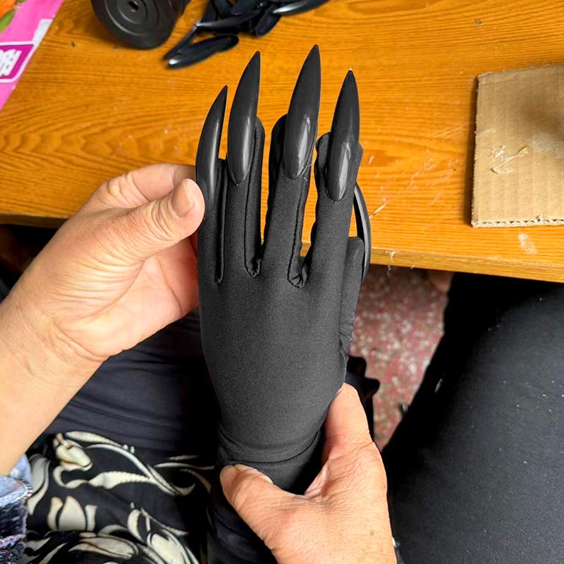 1Pair Vampire Claw Gloves Masquerade Wear Cosplay Funny Halloween Costume Gloves Black Mardi Gras Sparkly Scary Claw Gloves