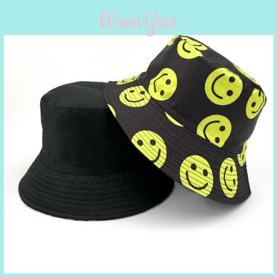Fishing Smiley Face Bucket Hat Cotton Waterproof Sun Protection For Summer Outdoor Activities