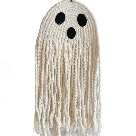Halloween Ghost Wall Hanging Decoration Boho Handwoven Cotton Rope Ghost