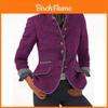 Womens Wool Blend Blazer With Color Block Design For Casual Office Wear
