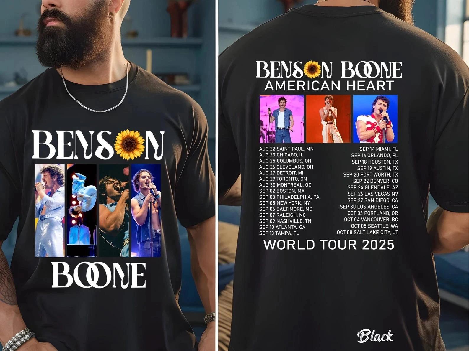 Benson Boone Tour Shirt American Heart World Tour Album 2025 Shirt - Black 3XL