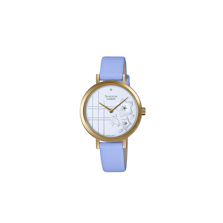 CASIO Women s SHEEN White Watch SHE-C140GL-2AUPFH-person Light blue strap