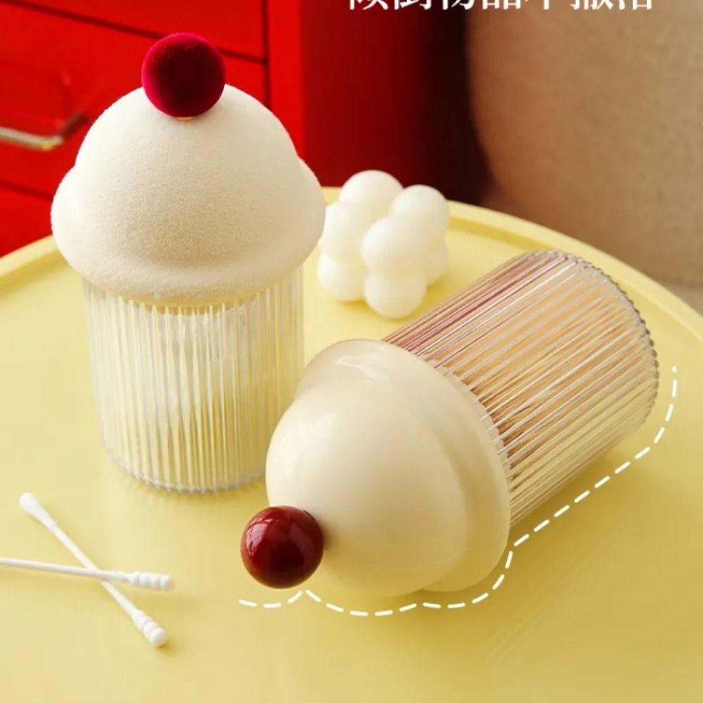 

Red Ball Handle Toothpick Box with Lid Sealing Floss Pick Organizer Restaurant