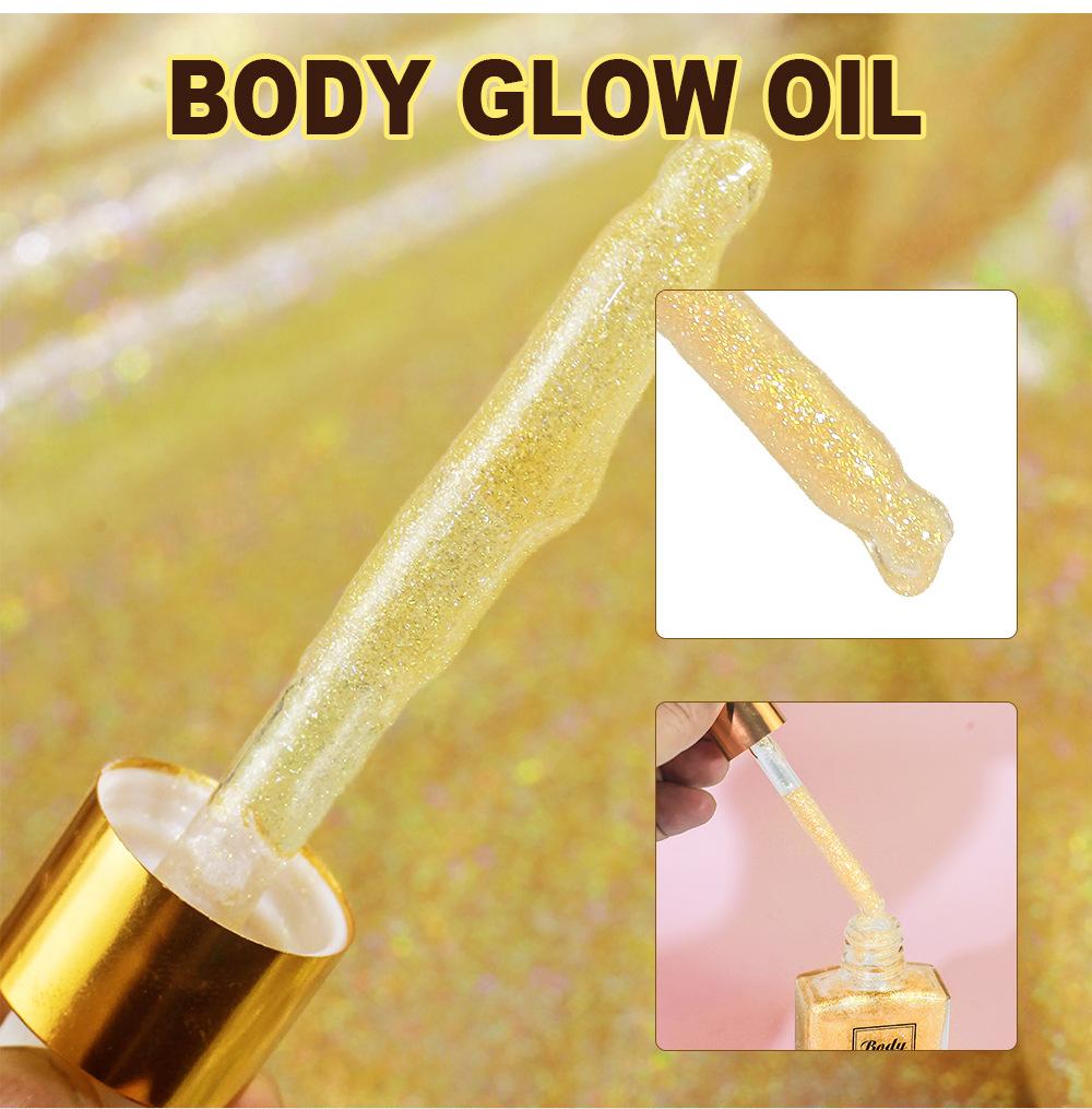 Glitter Body Oil for Glowing Skin Highlighter Brightening Body Oil Moisturizing Skin Illuminator Shimmer Body Oil 30ml