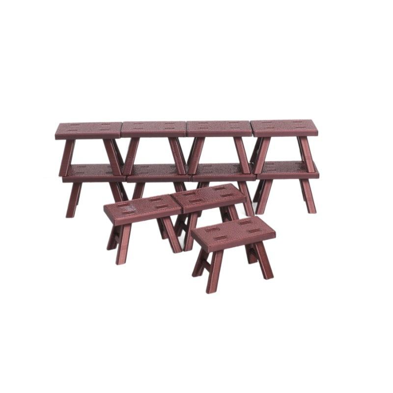 5Pcs 1:12 Scale Dollhouse Plastic Bench Miniature Stool Furniture for Doll House Kitchen Decor Kids DIY Play Props