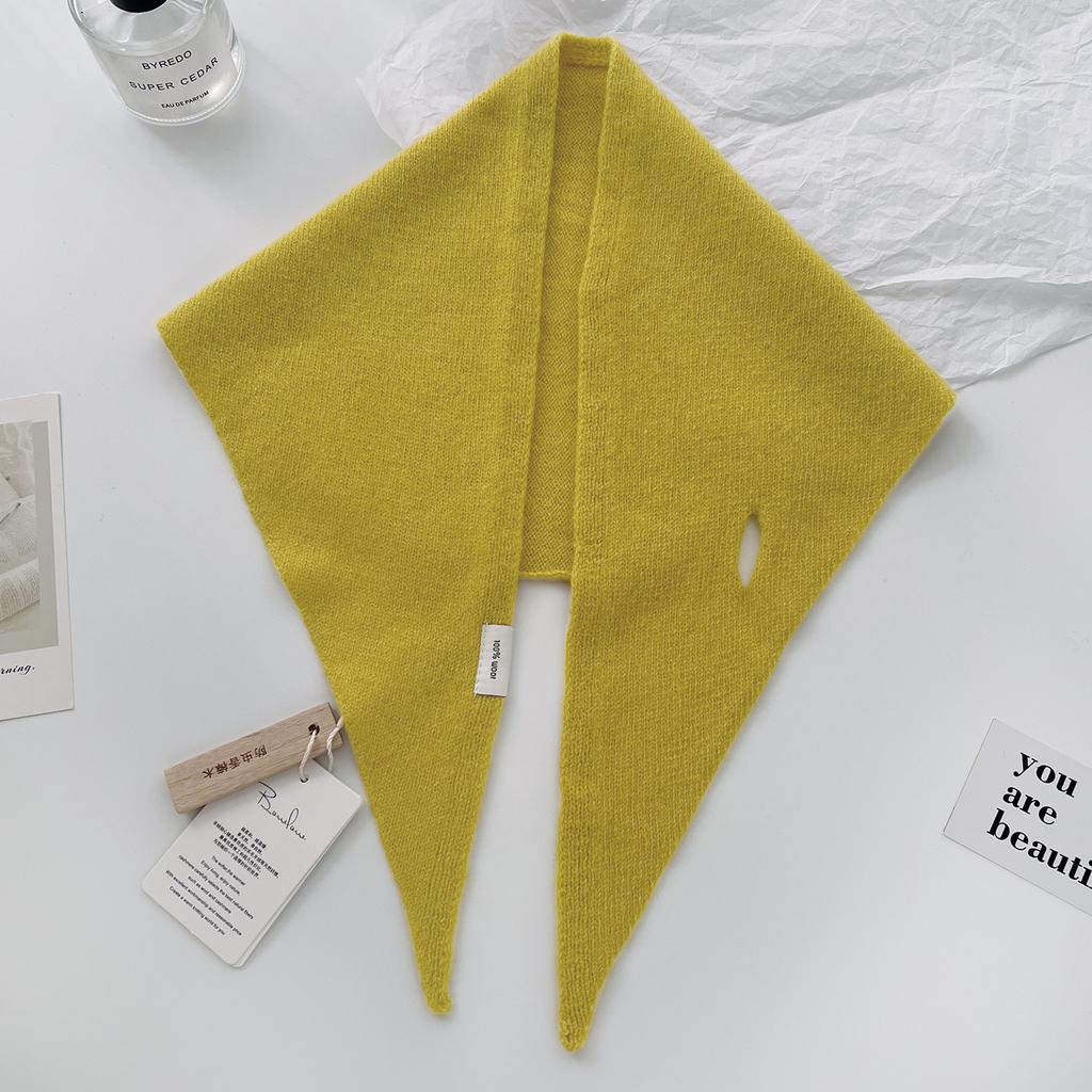 New Korea Styles 100% Wool Knitted Triangular Scarf Women Winter Warm Decorate Headscarf Shawl Neckerchief Hijab Pashmina