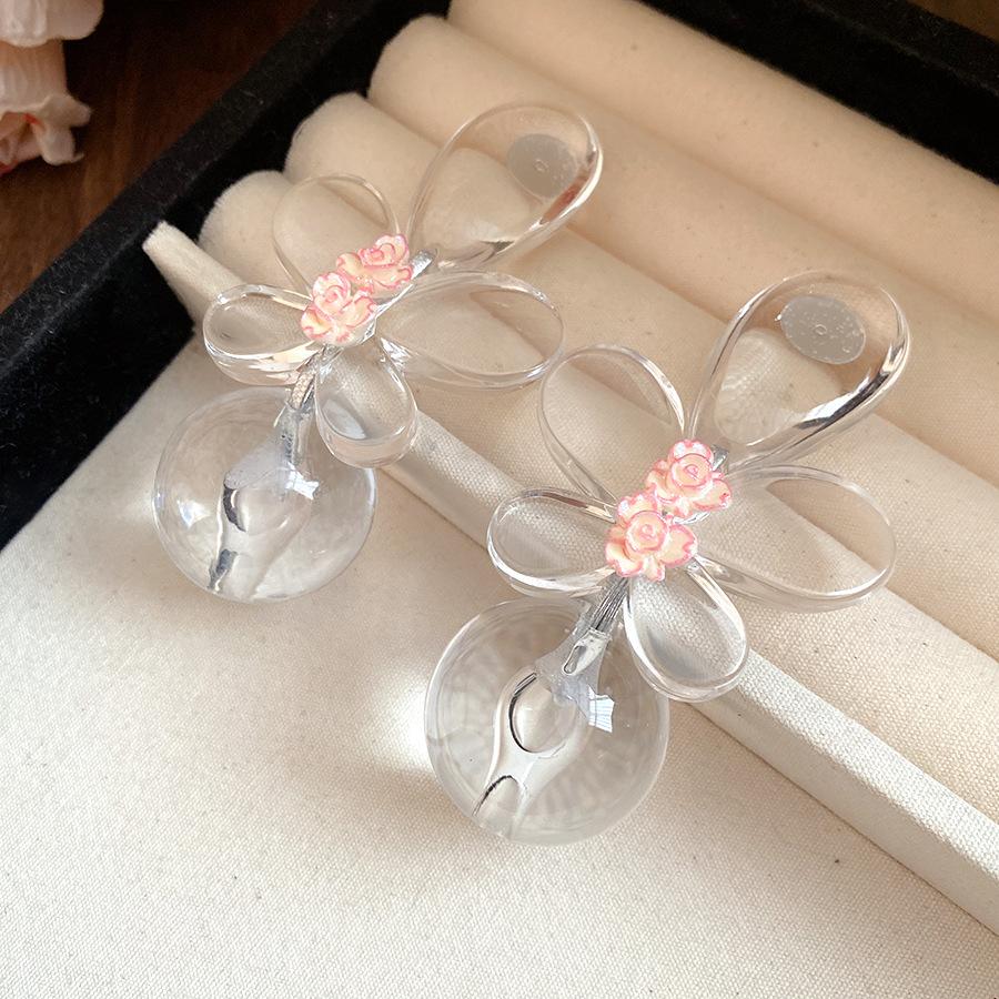 Summer new temperament flower stud earrings fashionable small fresh pink pearl earrings women s personality versatile trend earrings