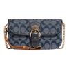 Kleo Series 19 Chambray Monogram Saddle Flap Leather Shoulder Bag Women Shoulder Bag Denim-Blue C8304-IMDEI