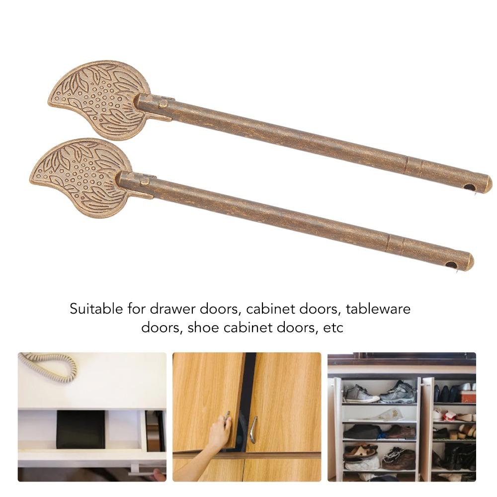 2pcs Leaf Shape Door Latch Locking Pin Brass Box Latch Locking Pin Antique Cabinet Key Latch  Drawer